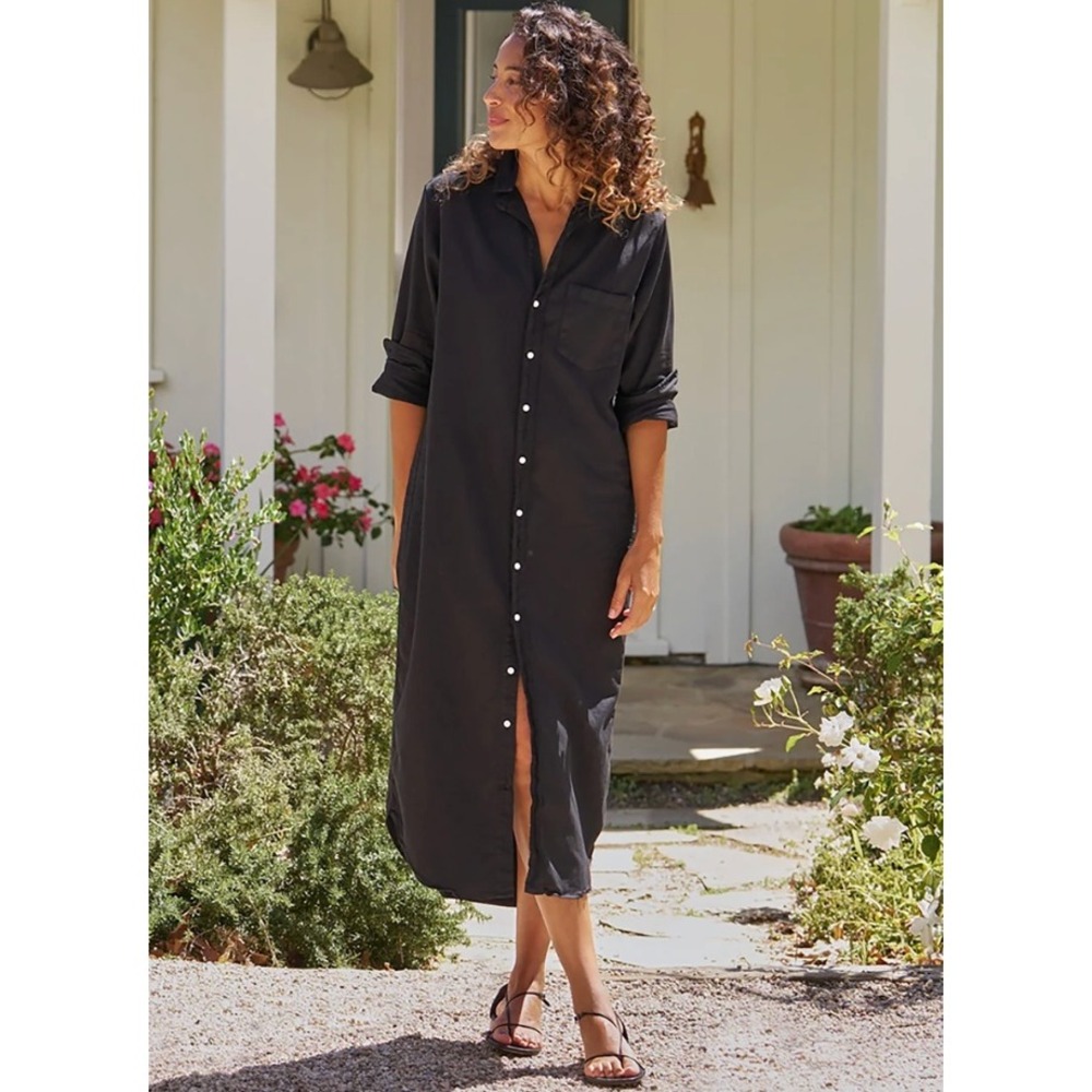 Frank & Eileen Rory Button Up Maxi Shirt Dress in Black sz XS